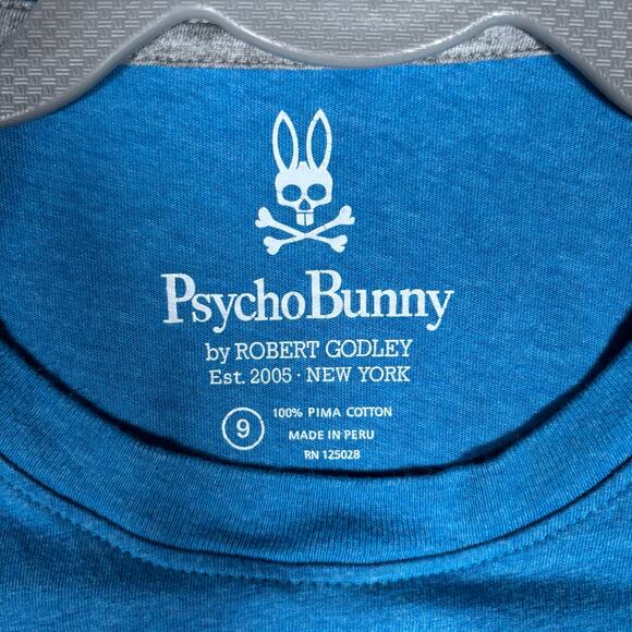 Psycho Bunny Blue Pima Cotton T-Shirt Men’s XXXL (Size 9) - Picture 4 of 9